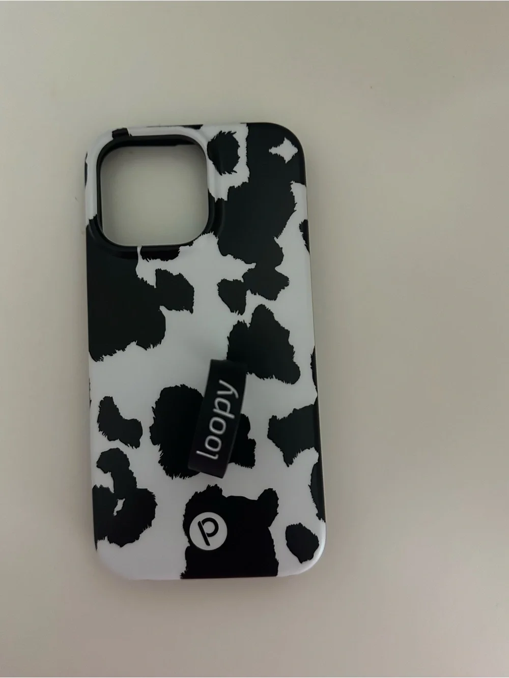 Loopy Case Black & White Cow for IPhone 14 Pro Max Lefty